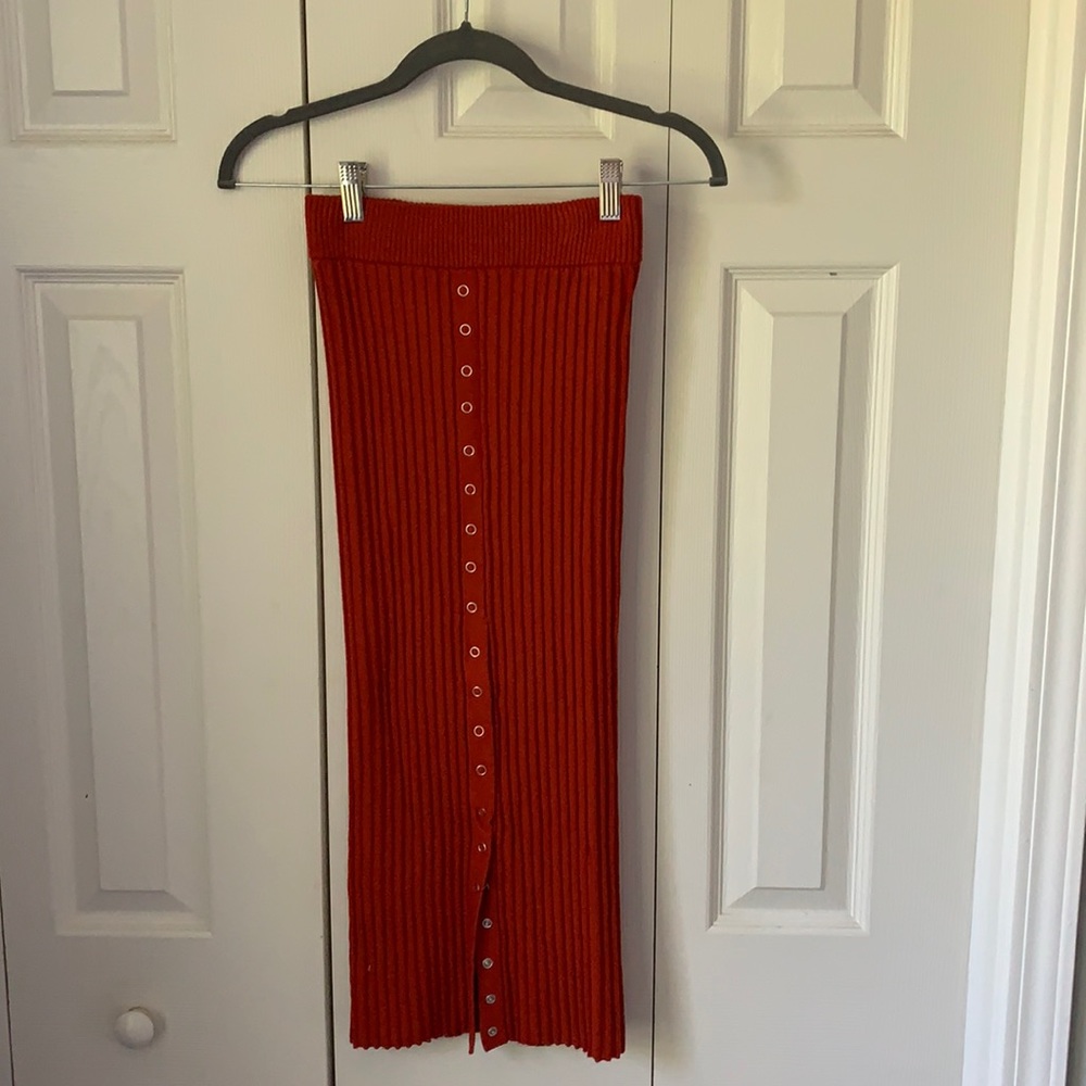midi button down pencil skirt